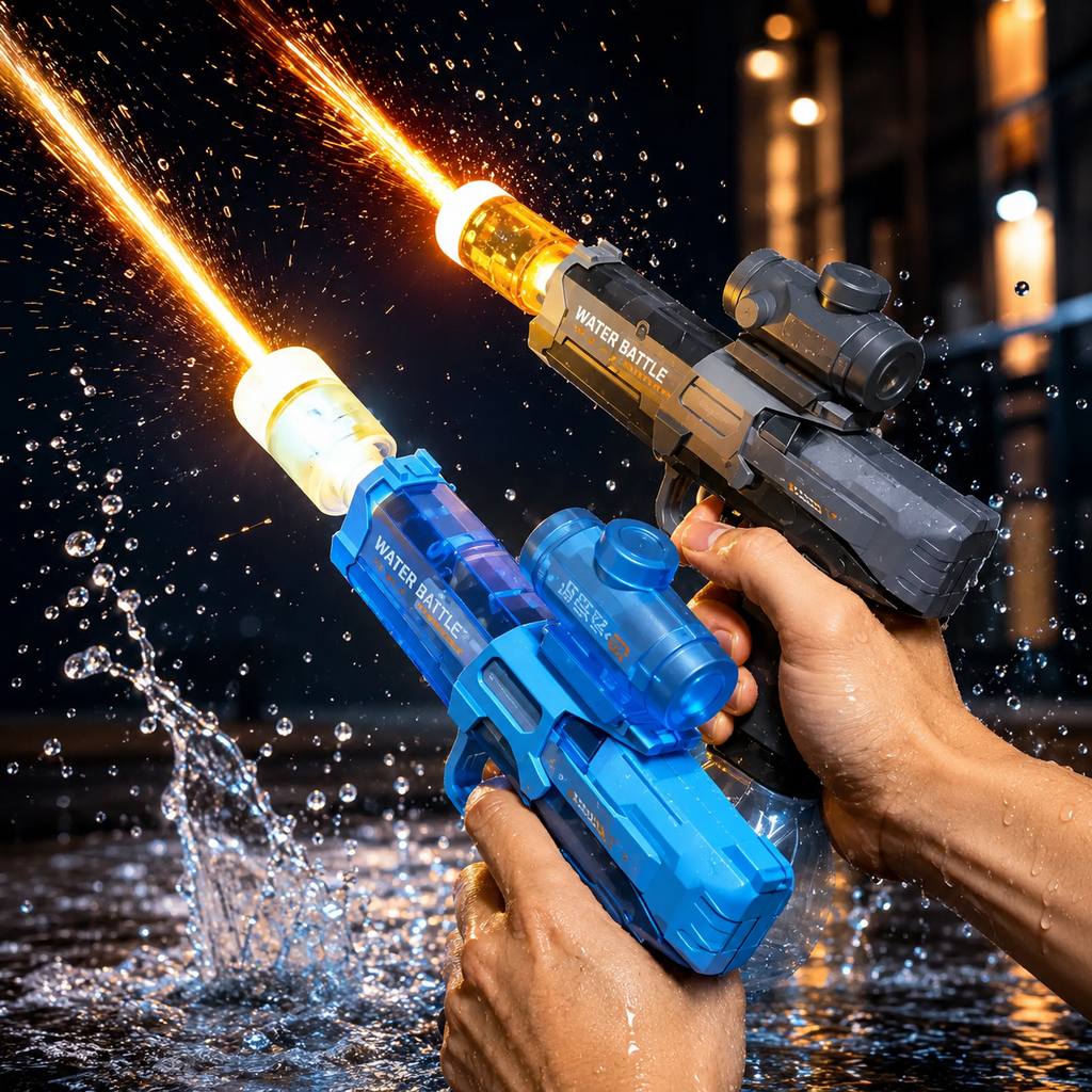 Bestie toys Electric Water Gun with LED Light, Rechargeable Battery,Water Blaster Squirt Guns for Kids Adults Range Up to 32 ft,Outdoor Summer Water Toys (Mix Color Black and Blue)