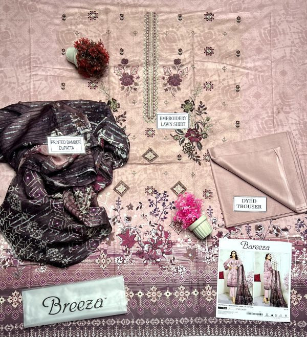 Bareeza Lawn 3 Pieces, Unstitched Dress For Women | Summer Collection