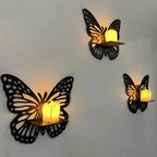 Wooden Butterfly Wall Shelf | Laser Cut MDF Wall Art Decor | Decorative Floating Shelf & Candle Holder | pack of 3