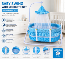 Baby Swing with Mosquito Net Blue Ruffled
