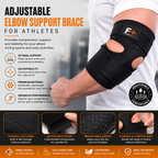 Adjustable Black Elbow Support Brace for Athletes