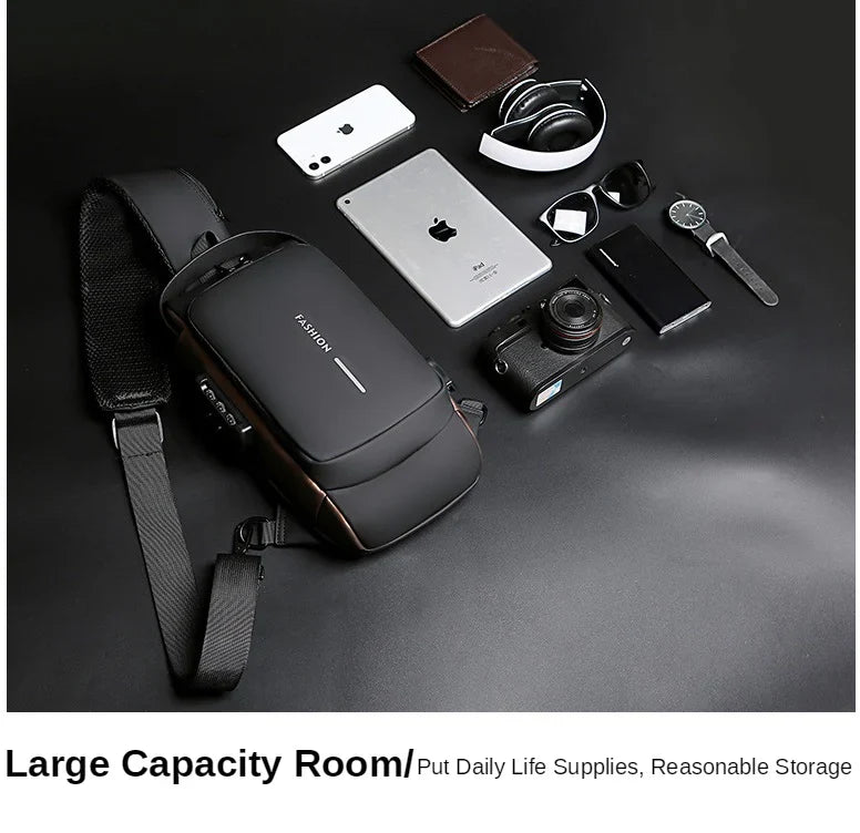 Black Multifunction Anti-Theft USB Charging Crossbody Shoulder Bag | Stylish, Secure & Travel-Ready