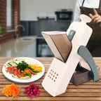 Brava Spring Vegetable Slicer Chopper | Manual Mandoline Cutter Grinder | Multi-Function Fruit & Vegetable Slicer