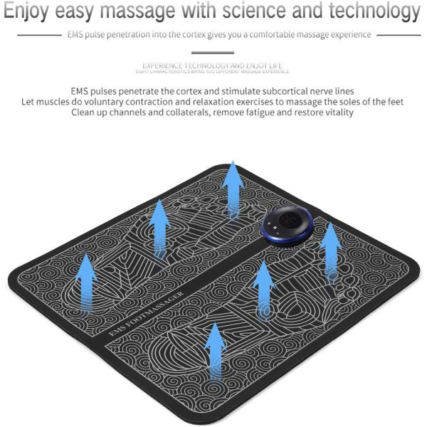 Ems Foot Massager Pad Electric Adjustable Portable Folding Mat Relieve Pains