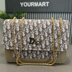 Beige | Dior Oblique Canvas & Leather Flap Clutch | Luxury Designer Handbag for Women