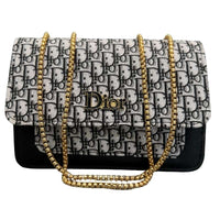 Black | Dior Oblique Canvas & Leather Flap Clutch | Luxury Designer Handbag for Women