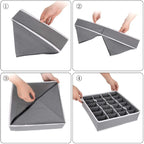 Storage Organizer with Lid | Foldable Drawer Divider | 24 Cells | Non-Woven Fabric | Random Colors