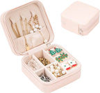 Square Mini Jewellery Box | Portable PU Leather Travel Organizer with Removable Dividers