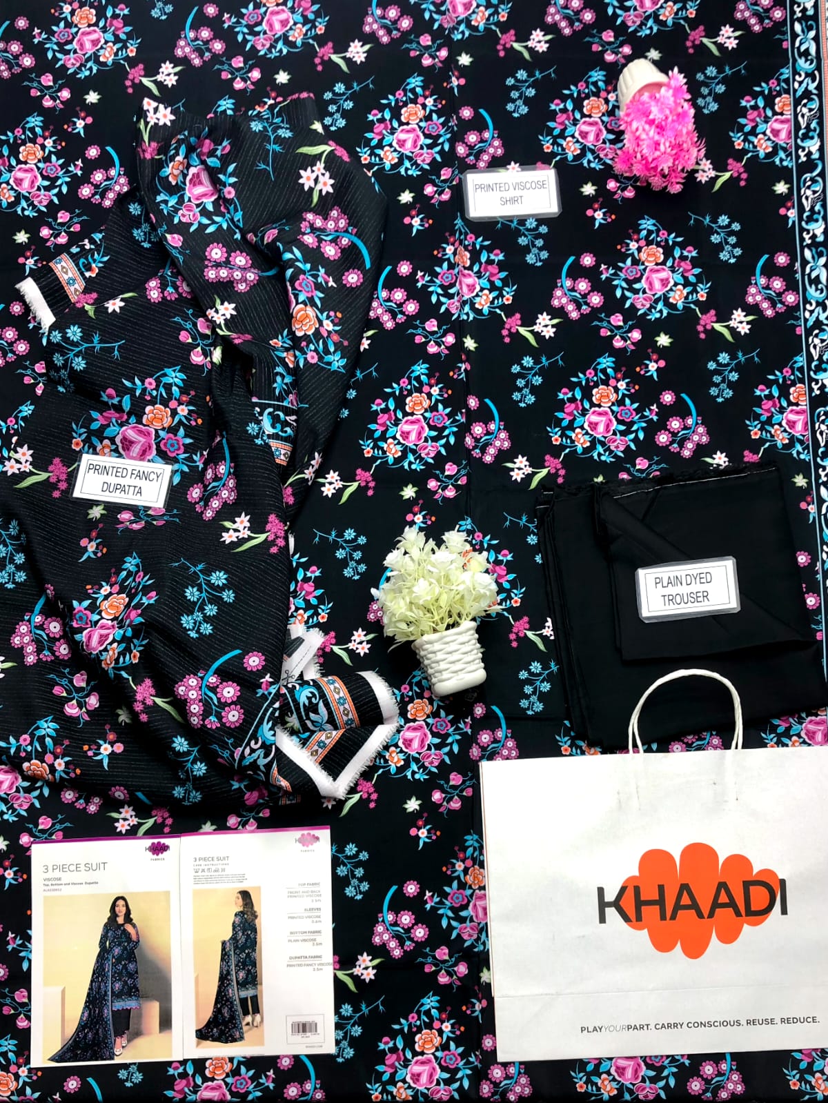 Khaadi Viscose Unstitched L 3 Pieces Casual Wear | Winter 23