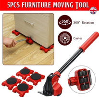 5-in-1 Heavy Furniture Mover Tool Set with Lifter & 360° Rollers