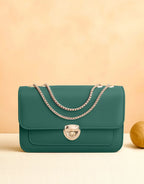 Trendy Twist Lock Closure Crossbody Bag - Green