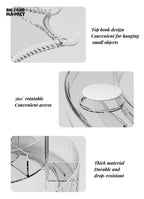 ELEGANT ROTATING COSMETIC STAND – MULTI-TIER MAKEUP HOLDER WITH CRYSTAL UMBRELLA TOP