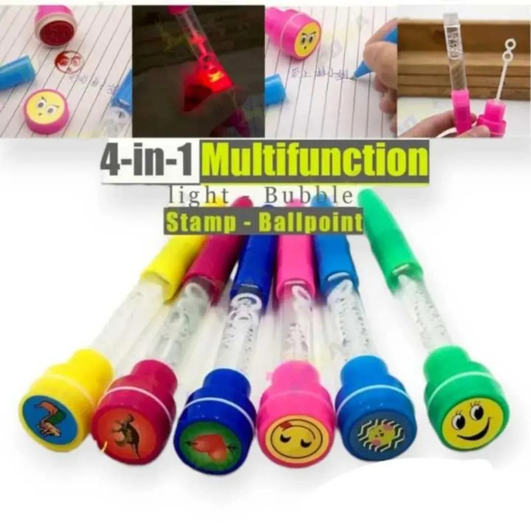 4-in-1 Bubble Stamp Ball Pen with Light & Ballpoint