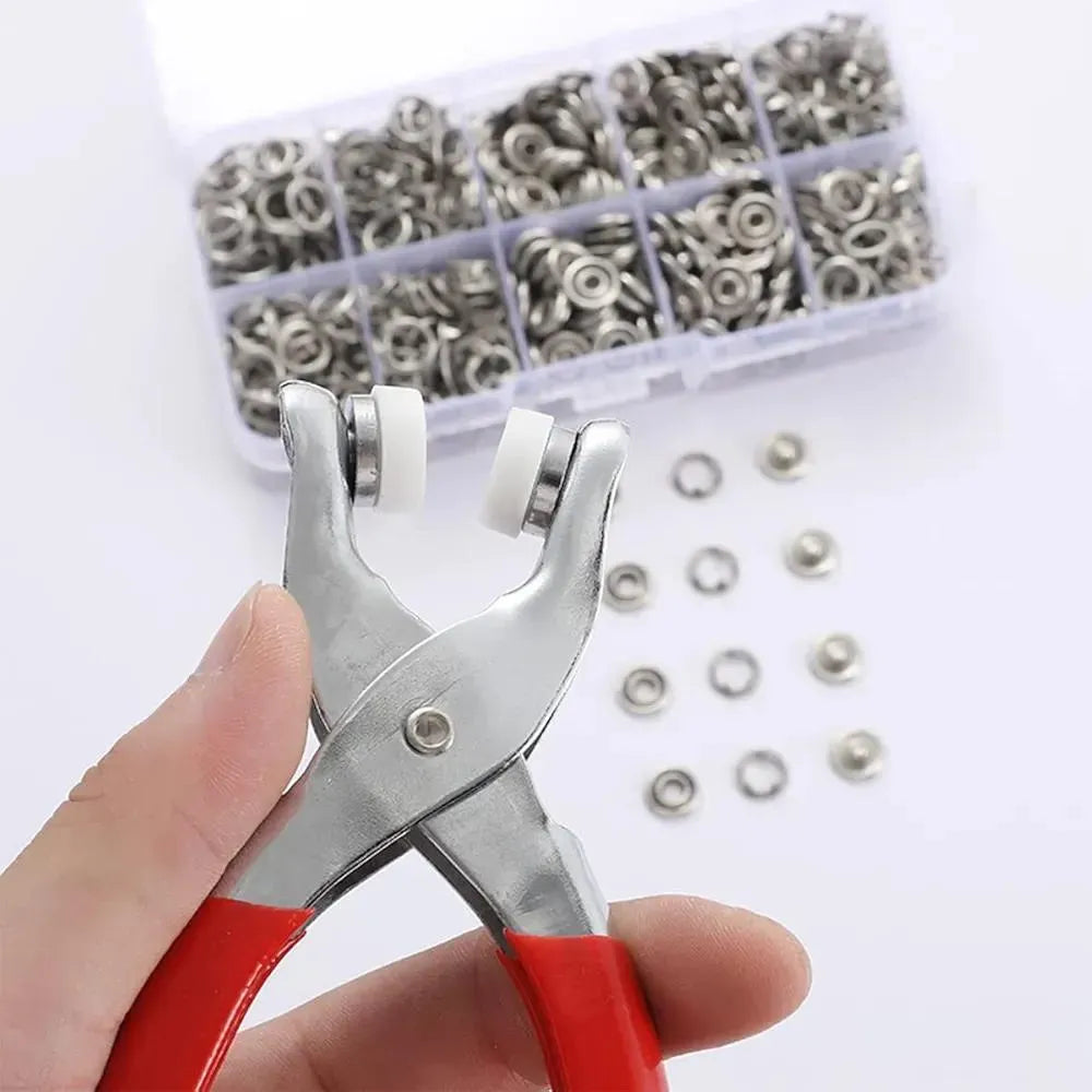 Stainless Steel Snap Button Machine Red Handles