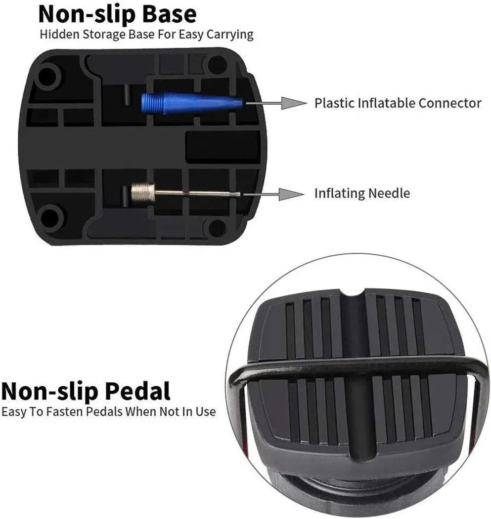 Heavy Duty Foot Tire Pump with Dual Nozzle for Bikes Cars