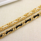 Women Pearl Waist Chain Black Gold Fashion Belt