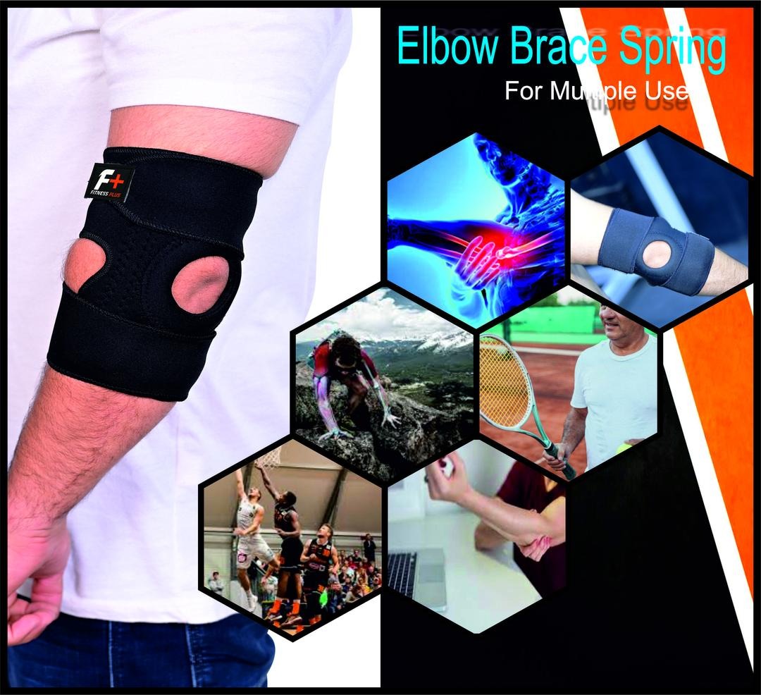 Adjustable Black Elbow Support Brace for Athletes