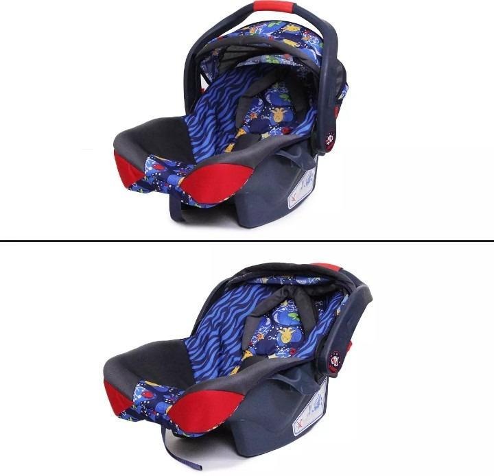Baby Carry Cot Blue Red Sun Canopy 3-Way Buckle