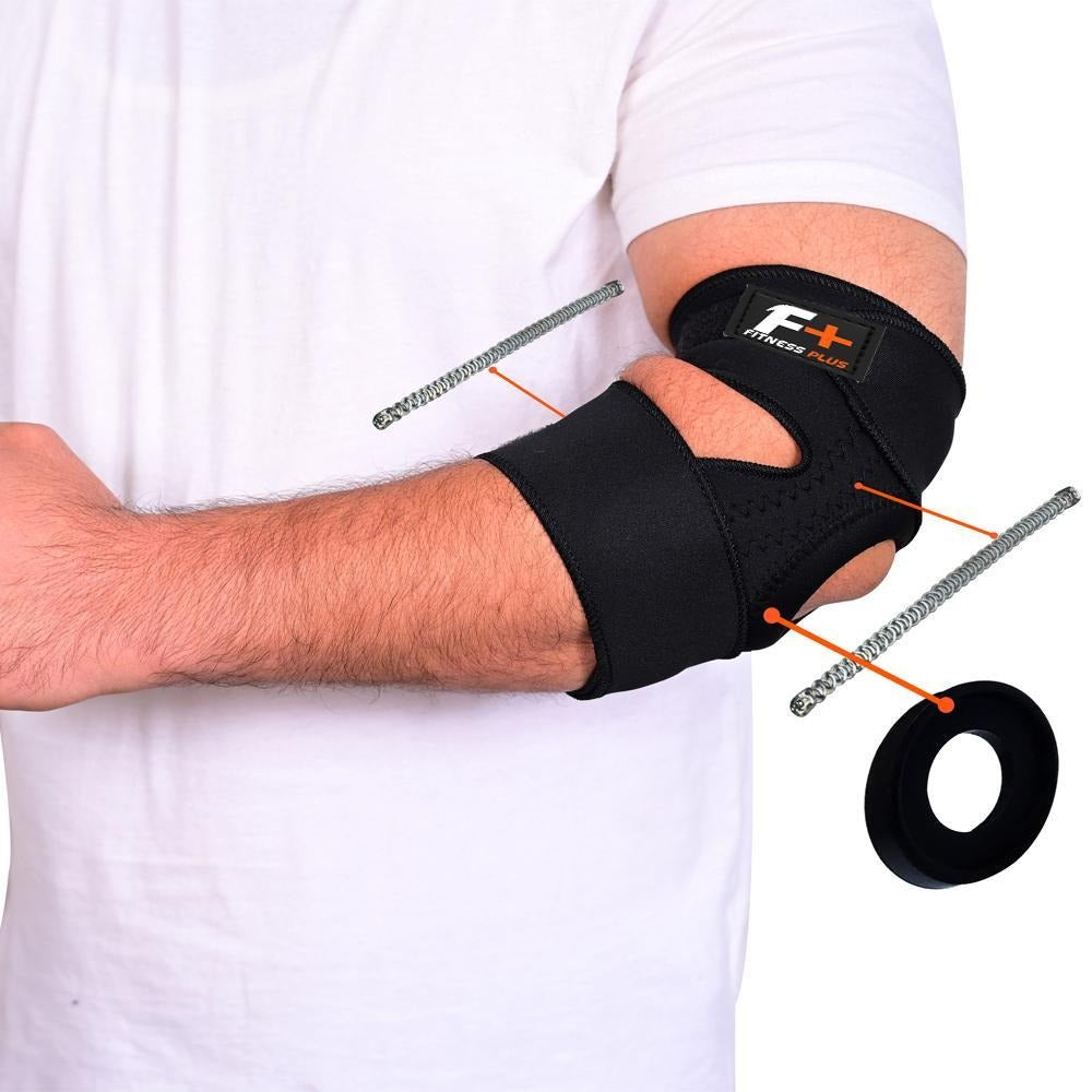 Adjustable Black Elbow Support Brace for Athletes
