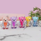 Teddy Bear Lip Oil Set 6pcs Glossy Pink Keychain