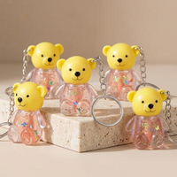 Teddy Bear Lip Oil Set 6pcs Glossy Pink Keychain