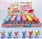 Teddy Bear Lip Oil Set 6pcs Glossy Pink Keychain