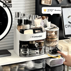 MAKEUP ORGANIZER WITH DRAWER & BRUSH HOLDER VANITY STORAGE FOR SPONGES LIPSTICKS & COSMETICS