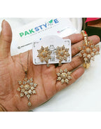 Elegant Floral Design Locket Set with Kara Bracelet & Earrings