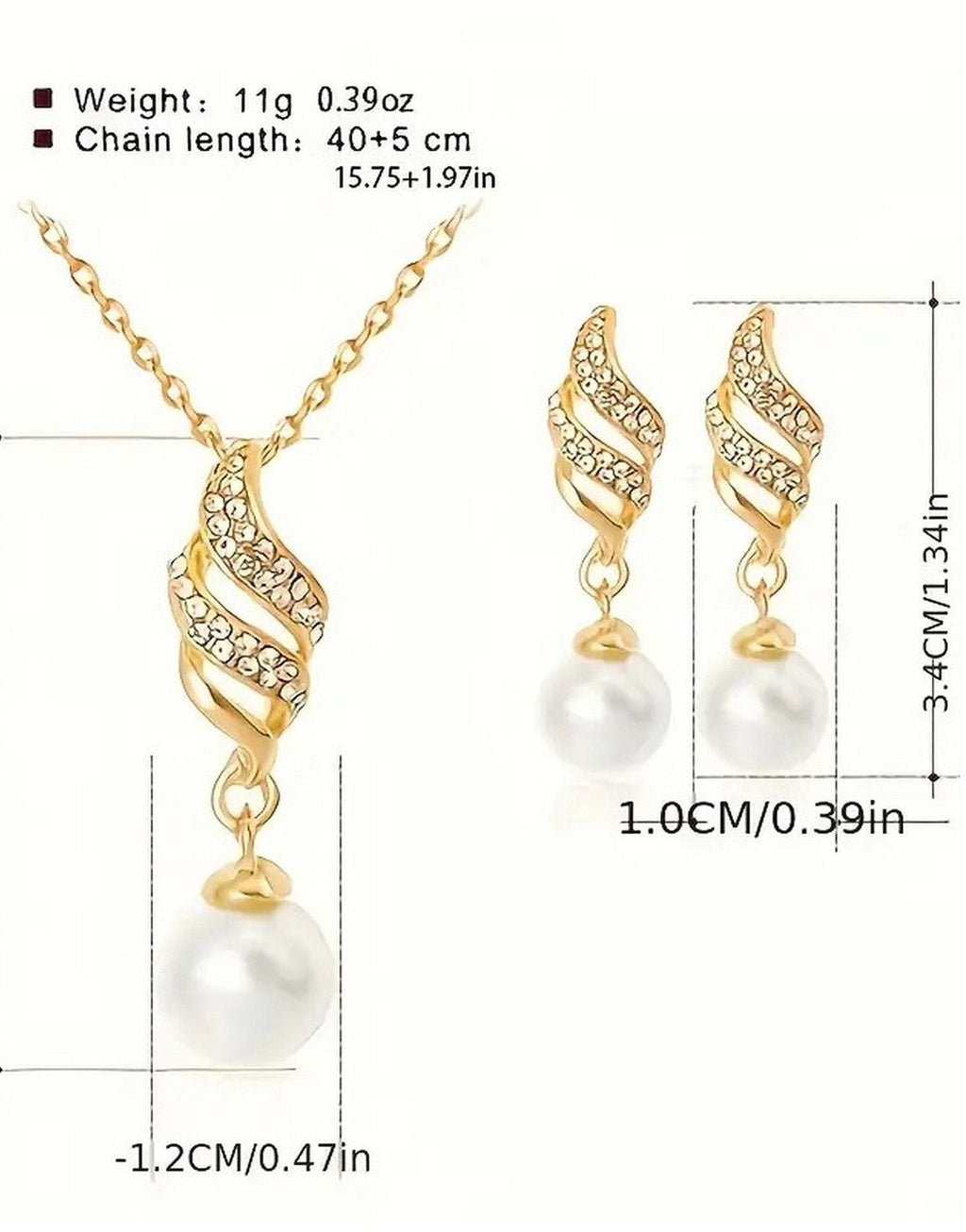 Elegant Spiral Pearl Golden Jewellery Set
