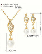 Elegant Spiral Pearl Golden Jewellery Set