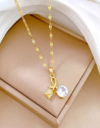 Romantic Rose and Cherry Blossom Pendant Necklace