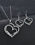 Elegant Sparkling Rhinestone Heart Shape Necklace Set