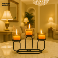 TRIPLE GLASS CANDLE HOLDER – MODERN METAL STAND FOR HOME DECOR